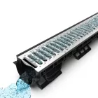 BASE vízelvezető folyóka készlet – PP, LN100, Hext.60 mm, INOX rács, A15