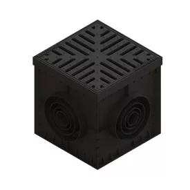   PP BASE aknakészlet négyzetes szifonfal és levélfogó kosár öntöttvas rács A15 300x300 (083703334)