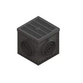  PP BASE aknakészlet négyzetes fekete szifonfal levélfogó kosár öntöttvas rács A15 300x300 (0837033801)