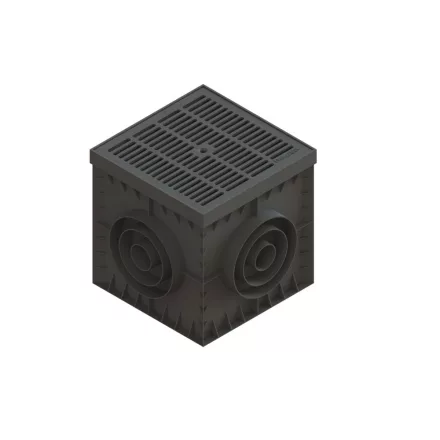 PP BASE aknakészlet négyzetes fekete szifonfal levélfogó kosár öntöttvas rács A15 300x300 (0837033801)