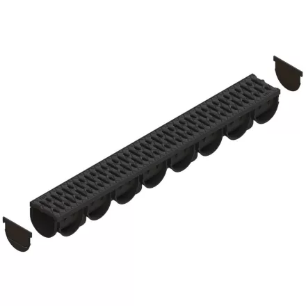 PP EASY 3 LN100 folyókakészlet Hext.100 rács PP fekete A15 1000x125x100 (088208)