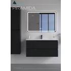 Piramida EURIDIKA fali fürdőszobabútor - műmárvány mosdóval -2 fiókos - PINO FEKETE - 100 x 48 x 53