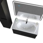 Piramida EURIDIKA fali fürdőszobabútor - műmárvány mosdóval -2 fiókos - PINO FEKETE - 100 x 48 x 53