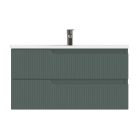 Piramida EURIDIKA fali fürdőszobabútor - műmárvány mosdóval -2 fiókos - PINO ZÖLD - 100 x 48 x 53 cm