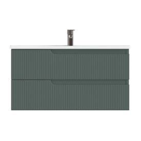   Piramida EURIDIKA fali fürdőszobabútor - műmárvány mosdóval -2 fiókos - PINO ZÖLD - 100 x 48 x 53 cm