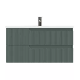   Piramida EURIDIKA fali fürdőszobabútor - műmárvány mosdóval -2 fiókos - PINO ZÖLD - 100 x 48 x 53 cm