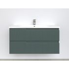 Piramida EURIDIKA fali fürdőszobabútor - műmárvány mosdóval -2 fiókos - PINO ZÖLD - 100 x 48 x 53 cm