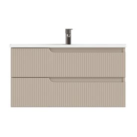   Piramida EURIDIKA fali fürdőszobabútor - műmárvány mosdóval -2 fiókos - PINO BÉZS - 100 x 48 x 53 cm