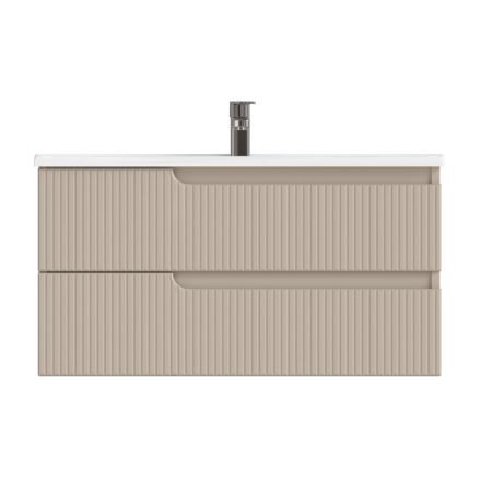 Piramida EURIDIKA fali fürdőszobabútor - műmárvány mosdóval -2 fiókos - PINO BÉZS - 100 x 48 x 53 cm