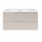 Piramida EURIDIKA fali fürdőszobabútor - műmárvány mosdóval -2 fiókos - PINO BÉZS - 100 x 48 x 53 cm