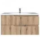 Piramida EURIDIKA fali fürdőszobabútor - műmárvány mosdóval -2 fiókos - PINO TÖLGY - 100 x 48 x 53 cm