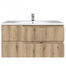   Piramida EURIDIKA fali fürdőszobabútor - műmárvány mosdóval -2 fiókos - PINO TÖLGY - 100 x 48 x 53 cm