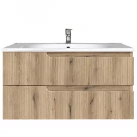   Piramida EURIDIKA fali fürdőszobabútor - műmárvány mosdóval -2 fiókos - PINO TÖLGY - 100 x 48 x 53 cm