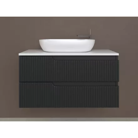 Piramida EURIDIKA fali fürdőszobabútor - mosdópult mosdó nélkül -2 fiókos - PINO FEKETE - 100 x 48 x 53 cm