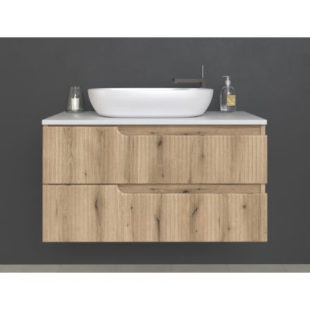 Piramida EURIDIKA fali fürdőszobabútor - mosdópult mosdó nélkül -2 fiókos - PINO TÖLGY - 100 x 48 x 53 cm