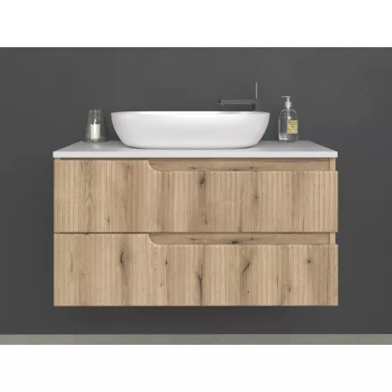 Piramida EURIDIKA fali fürdőszobabútor - mosdópult mosdó nélkül -2 fiókos - PINO TÖLGY - 100 x 48 x 53 cm