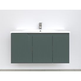   Piramida EURIDIKA fali fürdőszobabútor - műmárvány mosdóval -3 ajtós - PINO FEKZÖLDETE - 100 x 48 x 53 cm