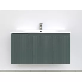   Piramida EURIDIKA fali fürdőszobabútor - műmárvány mosdóval -3 ajtós - PINO FEKZÖLDETE - 100 x 48 x 53 cm