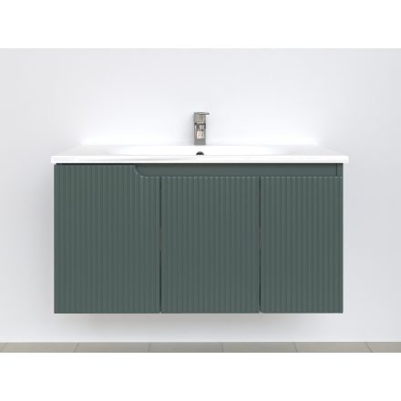 Piramida EURIDIKA fali fürdőszobabútor - műmárvány mosdóval -3 ajtós - PINO FEKZÖLDETE - 100 x 48 x 53 cm