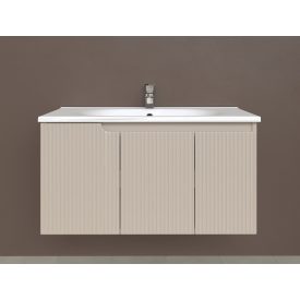   Piramida EURIDIKA fali fürdőszobabútor - műmárvány mosdóval -3 ajtós - PINO BÉZS - 100 x 48 x 53 cm