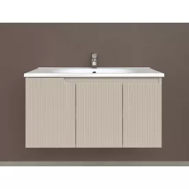   Piramida EURIDIKA fali fürdőszobabútor - műmárvány mosdóval -3 ajtós - PINO BÉZS - 100 x 48 x 53 cm