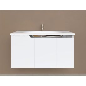   Piramida EURIDIKA fali fürdőszobabútor - műmárvány mosdóval - 3 ajtós - 100 x 48 x 53 cm