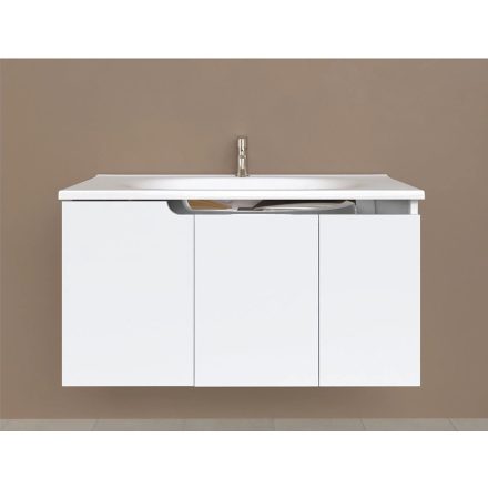 Piramida EURIDIKA fali fürdőszobabútor - műmárvány mosdóval - 3 ajtós - 100 x 48 x 53 cm