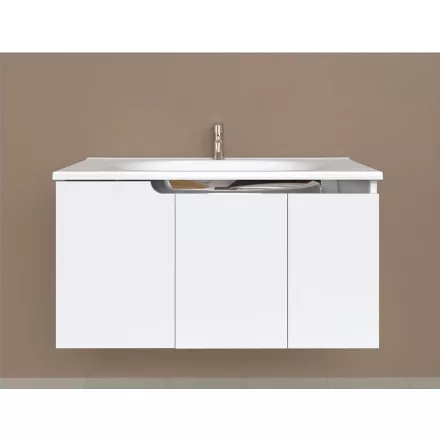 Piramida EURIDIKA fali fürdőszobabútor - műmárvány mosdóval - 3 ajtós - 100 x 48 x 53 cm