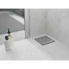 Mexen Flat M12 négyzet alakú padlóösszefolyó 12x12 cm, szálcsiszolt rozsdamentes