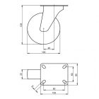 Kerék önbeálló talpas műanyag felnis 100 31114