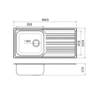 Artenova AE-850 csepptálcás rozsdamentes acél mosogatótálca 860x500 mm