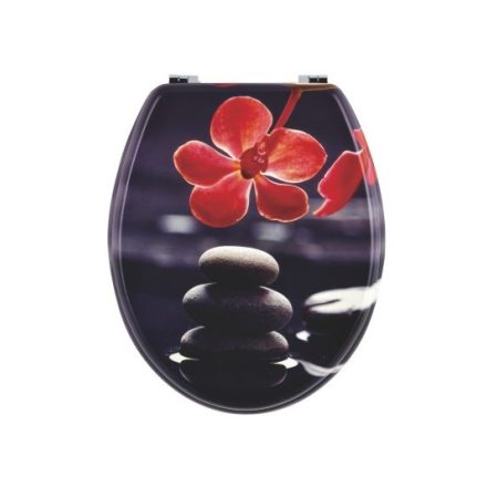 Fekete Zen-piros virág mintás WC ülőke
