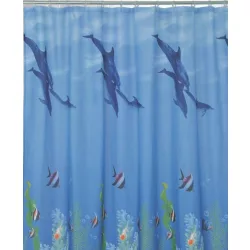   Textil zuhanyfüggöny 180x200 cm, dolphin mintázattal, mosható és vasalható