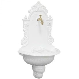   VIENNA kerti alumínium öntvény falikút fehér, tömlővéges réz kerti csappal