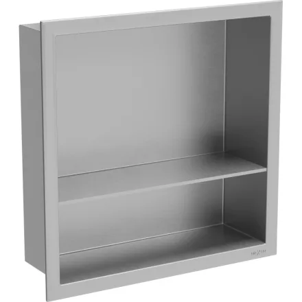 Mexen X-Wall-R beépíthető falfülke peremmel és belső polccal 30 x 30 cm, inox