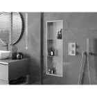 Mexen X-Wall-R beépíthető falfülke peremmel és belső polccal 90 x 30 cm, inox