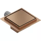 Mexen Flat M13 négyzet alakú padlóösszefolyó 12x12 cm, réz
