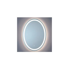   Ovális fürdőszobai tükör érintő kapcsolós LED világítással és páramentesítővel, hideg fényű, 80 x 60 cm, GLADYS