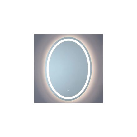 Ovális fürdőszobai tükör érintő kapcsolós LED világítással és páramentesítővel, hideg fényű, 80 x 60 cm, GLADYS