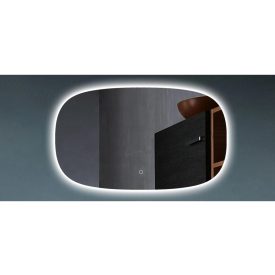   Ovális fürdőszobai tükör érintő kapcsolós LED háttérvilágítással és páramentesítővel, állítható fényű, 100 x 60 cm, GLADYS