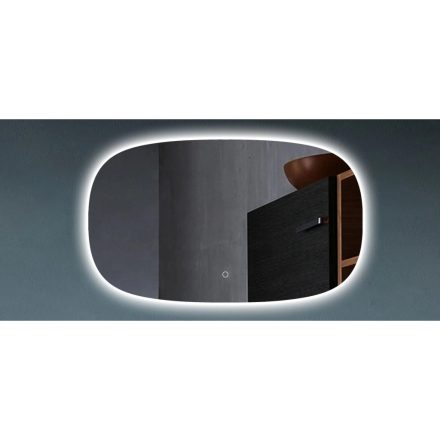 Ovális fürdőszobai tükör érintő kapcsolós LED háttérvilágítással és páramentesítővel, állítható fényű, 100 x 60 cm, GLADYS