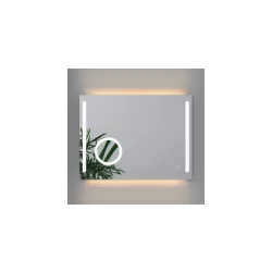   Fürdőszobai tükör érintő kapcsolós LED háttér és normál világítással, Bluetooth zenelejátszóval és páramentesítővel, állítható fényű, 80 x 60 cm, GLADYS