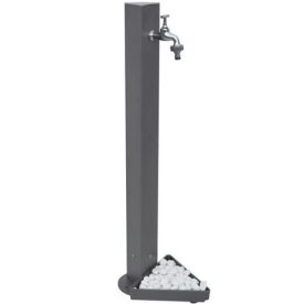   New York texturált szürke kerti állókút vödörtartóval, tömlővéges kifolyócsappal