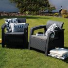 Corfu duo set fotelek, grafit színben, világos szürke párnával