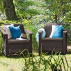 Corfu duo set fotelek, barna színben, meleg taupe párnával