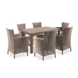 Liowa 6+1 kerti bútor garnitúra szett cappuccino színben