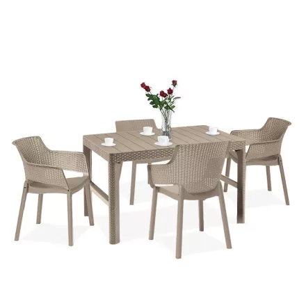 Evyon 4+1 kerti bútor garnitúra szett cappuccino