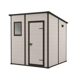  Manor 6x4 dupla ajtós félnyeregtetős műanyag szürke szerszámos ház 183x111x200 cm