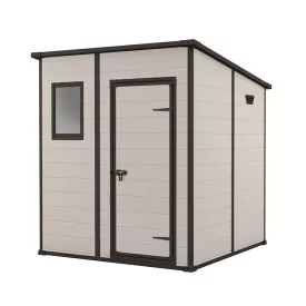   Manor 6x6 dupla ajtós félnyeregtetős műanyag szürke kerti ház 183x185x200 cm