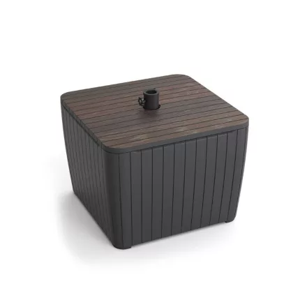 Deco Luzon műrattan napernyőtartós kerti asztal dió-grafit
